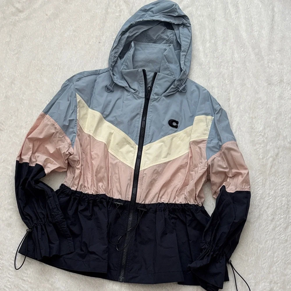 COACH raincoat/jacket- pink/blue/cream - Picture 1 of 10